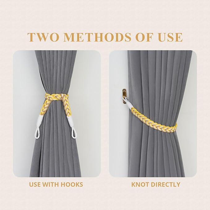 NICEEC 4 Pack Natural Cotton Rope Curtain Tiebacks Elegant Boho Style - Image 5