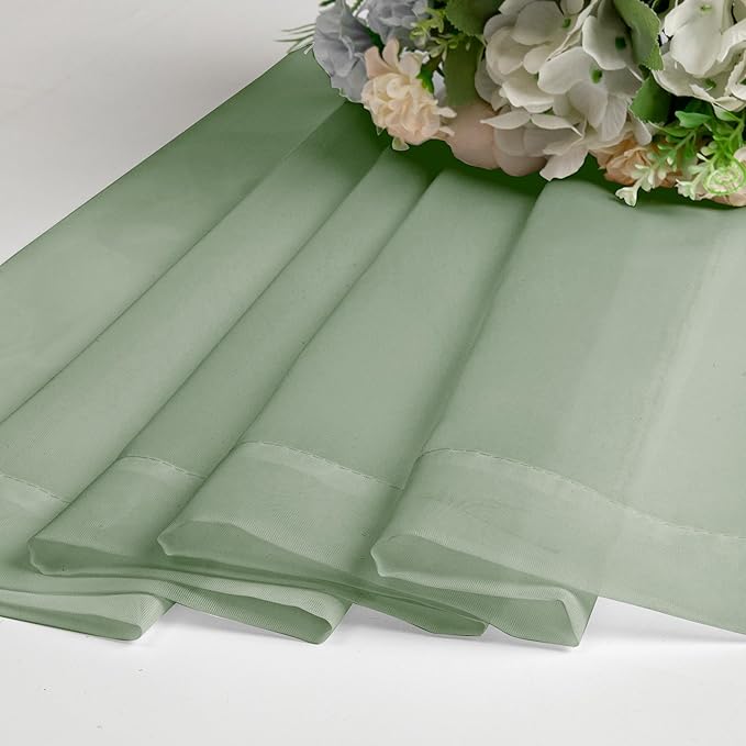 Lecloud Sage Green Short Sheer Curtains 14 Inch Length 2 PCS, Cafe Kithen - Image 8