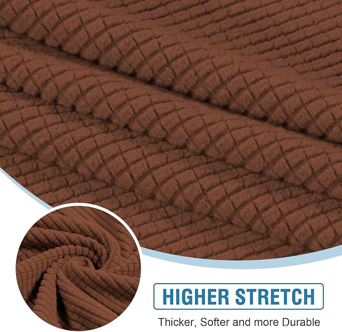 H.VERSAILTEX Sectional Couch Covers 1 Piece Chaise Slipcover L Shape Separate Cushion Couch Cover for Both Left/Right Sectional Couch (Seat Only: 1 Chaises, Caramel)