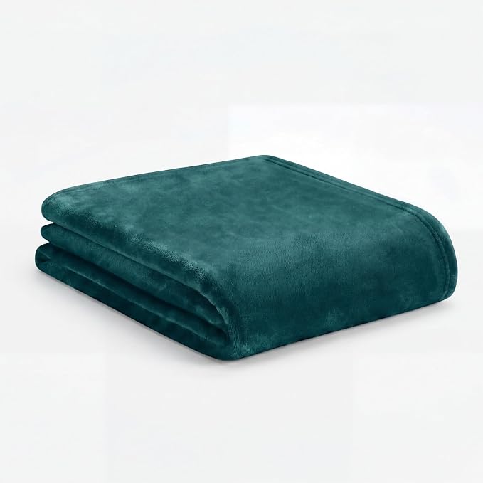 Lucky Brand Solid Plush Throw Blanket, 50"x70", Dark Green | Soft, Cozy, Timeless Comfort