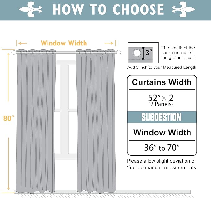 ChrisDowa 100% Blackout Curtains 80 inch Long for Bedroom with Black Liner, 2 Thick Layers Total Blackout Thermal Insulated Grommet Window Curtains 2 Panels Set (Light Grey, 52 x 80 Inch)