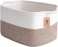 Goodpick Cotton Rope Storage Basket with Handles, 13" x 10" x 9", Brown | Toy, Book & Towel Storage, Closet & Shelves Organization, Decorative Rectangle Woven Design, Home Decor