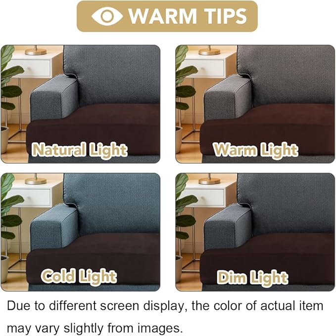 H.VERSAILTEX Stretch Velvet T Cushion Chair Covers for Living Room Armchair Sofa Cover Couch Cover Slipcover T Cushion Seat Cover Stay with Elastic Bands(Armchair, Brown)