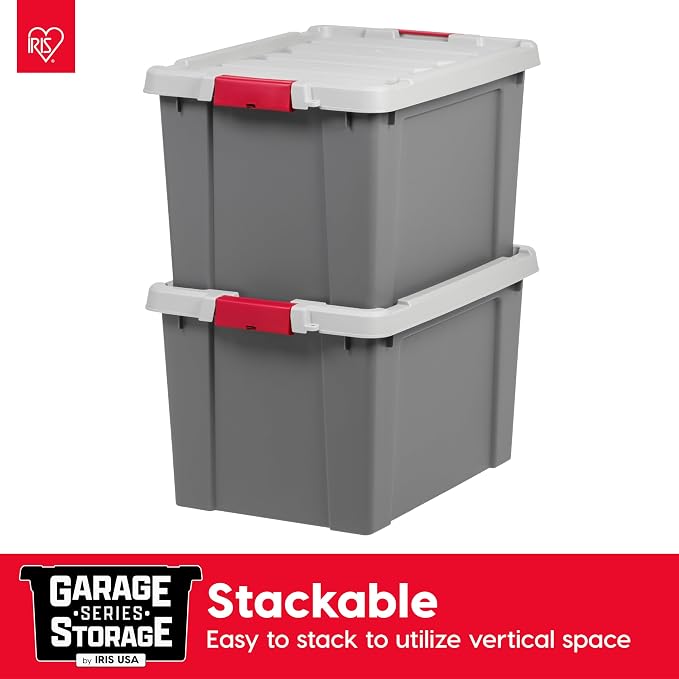 IRIS USA 6-Pack 20 Gal Heavy Duty Lockable Storage Totes with lids, Gray | Perfect for moving, garage organization, outdoor equipment and jobsite storage, Designed for dependable everyday use