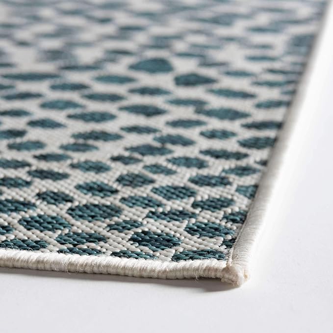 Unique Loom Outdoor Collection Area Rug - Cape Town (2' 2" x 3' 1" Rectangle, Teal/ Ivory)