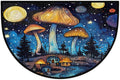 Mushroom Sky Half Round Door Mat Non-Slip Semi Circle Rug Half Moon Doormat | Mushroom Starry Sky Soft Washable Welcome Entrance Mat for Outdoor Indoor Floor Bedroom Bathroom Home Kitchen Festival Decor