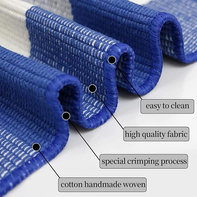 SEEKSEE Buffalo Plaid Outdoor Rug 27.5x43 Blue and White Front Door Mat, Layering Rug for Porch, Summer Doormat, Front Porch Rug for Outdoor Entrance Entryway Patio Porch Decor