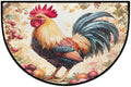 Rooster Animal Half Round Rug Half Moon Door Mat Half Circle Rugs | Flower Washable Non-Slip Semi Circle Rug Welcome Half Round Door Mat Indoor Entrance Kitchen Home Bedroom Living Room Decor