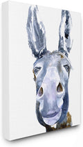 Stupell Industries Donkey Portrait Blue Brown Animal Watercolor Painting Canvas Wall Art, 24 x 30, Multi-Color