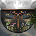 Dragonfly Half Round Doormat Washable Semi Circle Rug Kitchen Outdoor Rugs | Dragonfly Half Moon Rugs Non Slip Absorbent Entrance Floor Mat for Indoor Outdoor Bathroom Bedroom Fireplace Carpet Decor