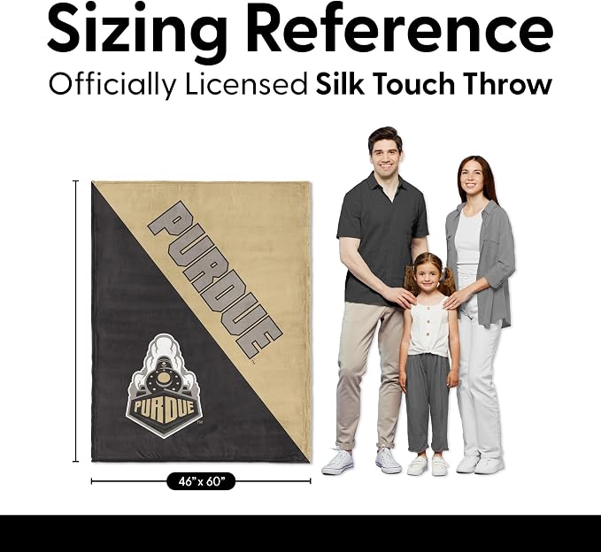Northwest NCAA Silk Touch Throw Blanket, Ultra Soft Plush Polyester, Lightweight Warm Decorative Fan Gift, 46 x 60 in