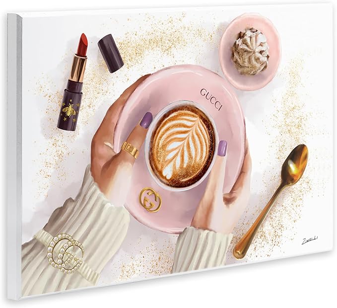 Cappuccino Fashion Accent, 13 x 19 Inch Mounted Print on Wall Plaque | Stupell Industries · By Ziwei Li · Ready to hang · Chic coffeehouse charm for kitchen decor · Made in USA