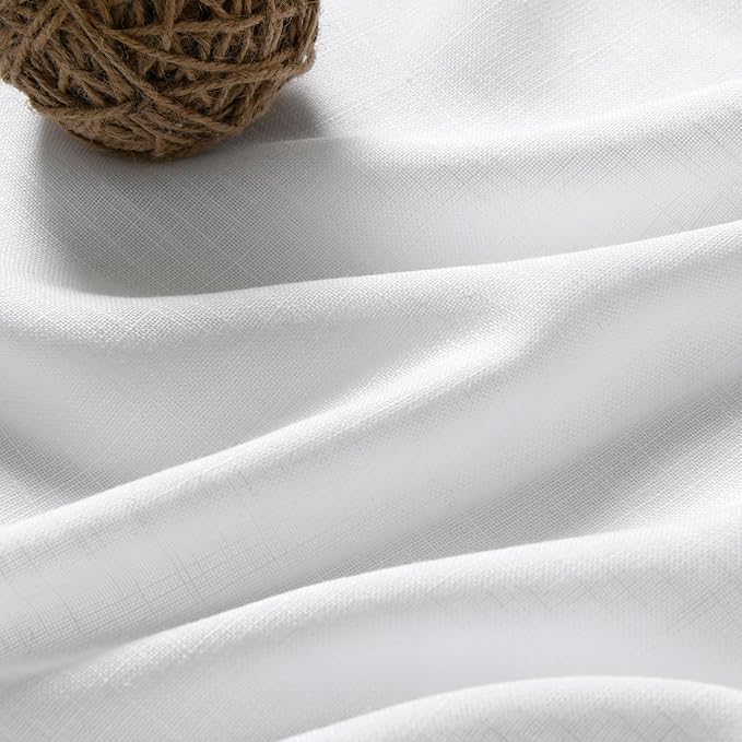 Nanspring Linen White Curtains 118 Inch Extra Long for Living Room Back Tab Light Filtering Semi Sheer Drapes Farmhouse Decor Linen Textured Curtain for Floor to Ceiling Window 2 Panels Set 52x118