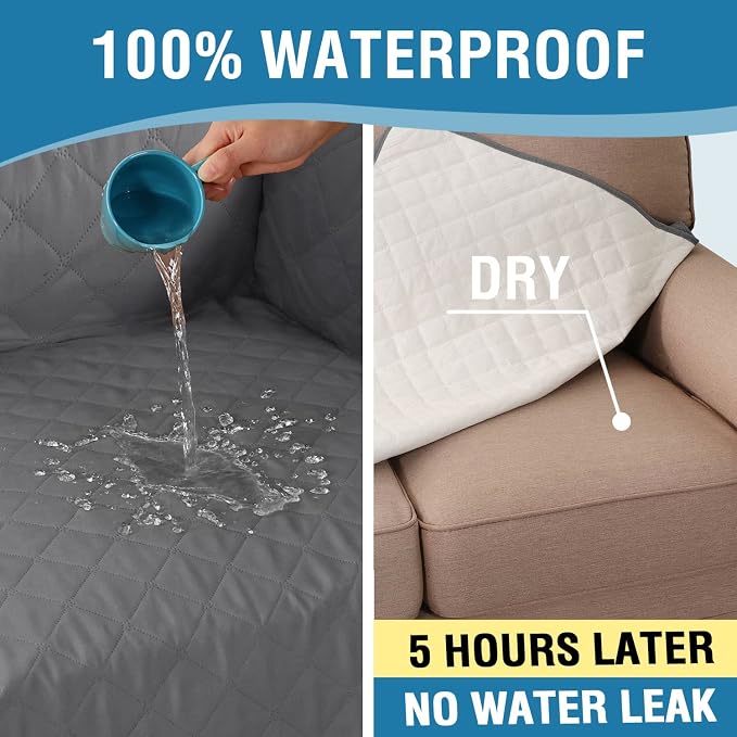 H.VERSAILTEX Chair Sofa Slipcover Sofa Cover 100% Waterproof Couch Cover Furniture Protector Cover with Elastic Straps for Pets Kids Children Dog Cat(Chair, Rocket Gray)