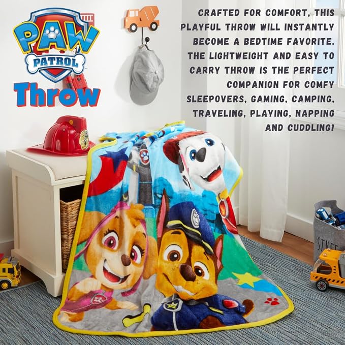 Paw Patrol Kids Bedding Super Soft Silk Touch Throw, 40 in x 50 in, (Official Licensed Product) By Franco
