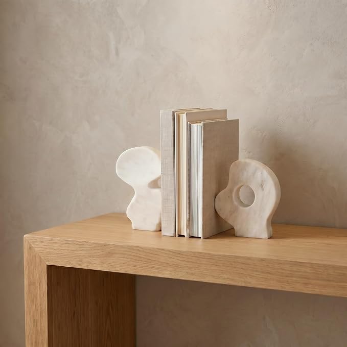 Decorative Abstract Marble Sculptures, Set of 2 Styles, White
