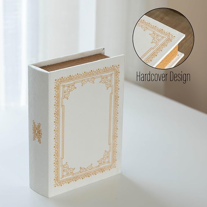 Decorative Vintage Book Shaped Trinket Storage Box - Paper White