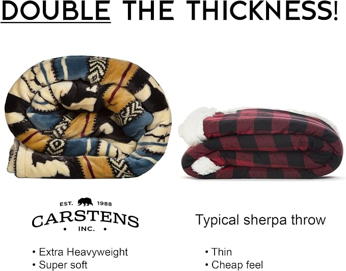 Carstens, Inc. Ultra Premium Super Soft Plush Sherpa Fleece Oversized Throw Blanket 54" x 68", Morning on the Farm