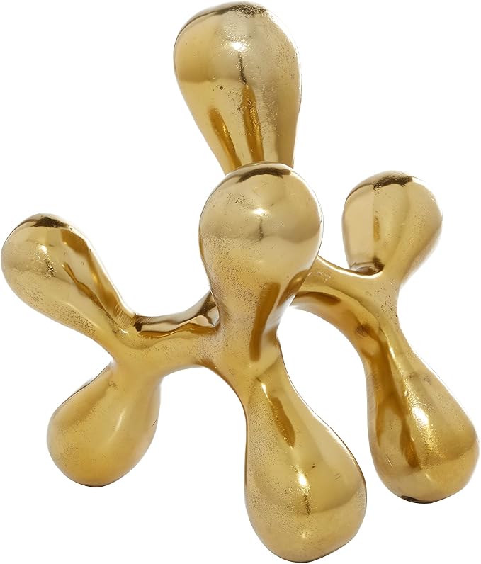 CosmoLiving by Cosmopolitan Aluminum Metal Abstract Decorative Sculpture Home Decor Statue, Accent Figurine 11" x 11" x 12", Gold