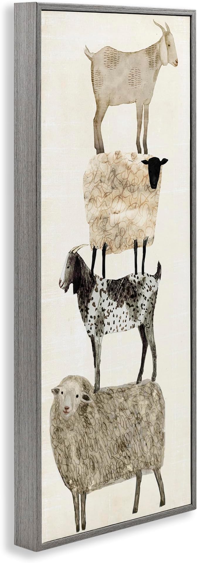 Stacked Sheep and Goats Farm Animals, 13 x 30 Inch Framed Giclée Print | Stupell Industries · By Victoria Borges · Ready to hang · Charming country decor for kitchen or living room · Made in USA