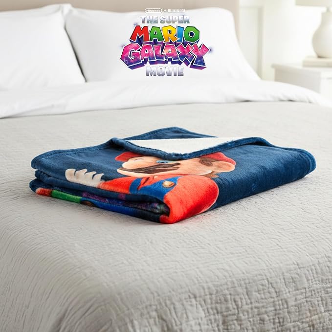 The Super Mario Galaxy Movie Throw Blanket, Yoshi, Soft Cozy Decorative Blanket for Couch, Bed, or Gaming Room (100% Officially Licensed Product) By Franco Collectibles