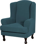 H.VERSAILTEX 2 Piece Stretch Jacquard Wingback Chair Covers Slipcovers Wing Chair Covers (Base Cover Plus Seat Cushion Cover) Furniture Covers for Wingback Chairs, Form Fitted Thick Soft, Deep Teal