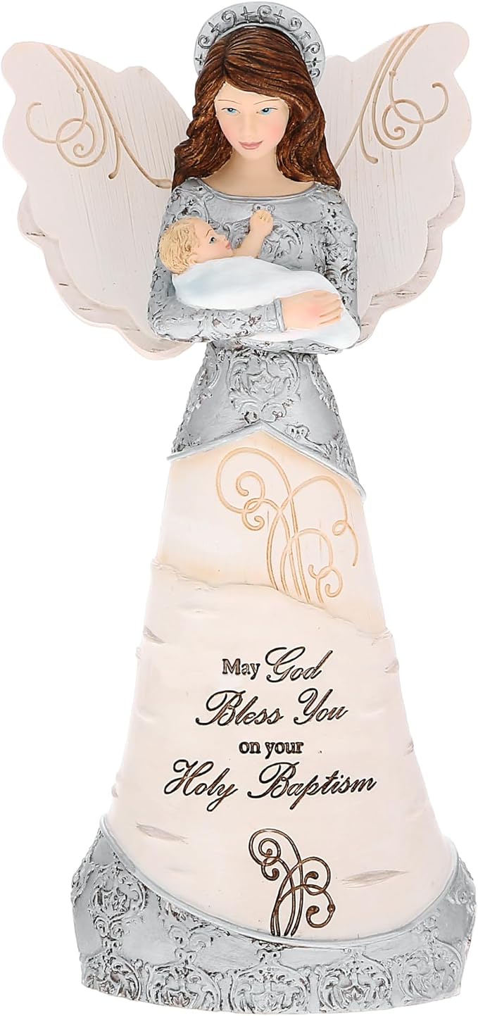 Pavilion Gift Company - Holy Baptism - 7.5" Angel Figurine Religious God Jesus Lover Christian Christ Catholic Granddaughter Grandson Grandkids Gift Present from Grandma Grandpa Mom Dad