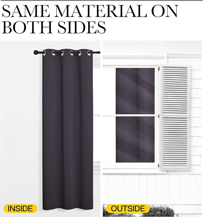 NICETOWN Greyish Purple Blackout Curtains 90 inches Length for Living Room, 2 Panels, 55" Wide, Thermal Insulated Long Drapes for Large Window