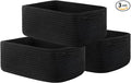 KALLAX Small Woven Storage Basket for Organizing, 13.5x9.5x5 inches, 3 Pack | Shelf baskets for closet organization, toy storage and home decor, Perfect as empty gift baskets for holidays, Black