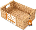 Wicker Basket, Large Basket for Gift Baskets Empty, 15.4x11x6.3in | Water Hyacinth Woven Basket for Organizing, Rectangular Basket with Wooden Handles for Shelves, Snacks, Toys, Books, Laundry