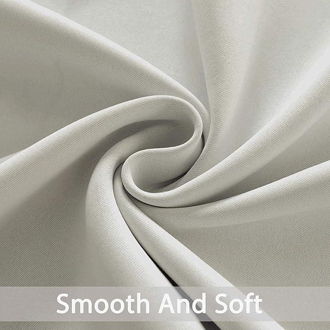 Yakamok Room Darkening Blackout Curtains Thermal Insulated Grommet Curtain Panels for Bedroom, 42W x 72L, Light Beige, 2 Panels