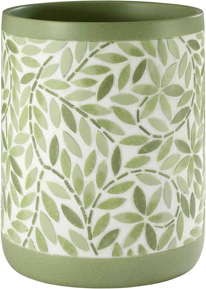 Avanti Linens - Wastebasket, Resin Accessories, Guest Bathroom Essentials (Stratford Collection, Green)