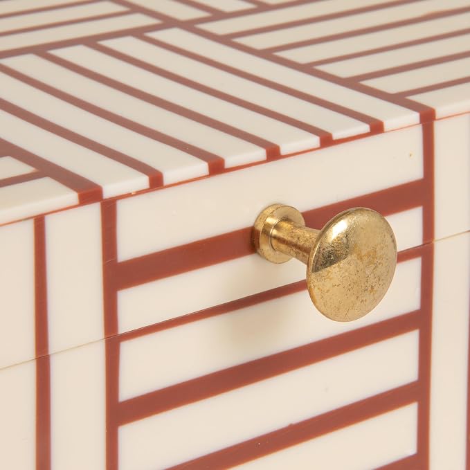 Bloomingville Terracotta & White Striped Resin Storage Box