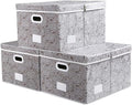 PRANDOM Extra Large Collapsible Storage Boxes with Lids Fabric Decorative Storage Bins Cubes Organizer Baskets with Cover Handles Divider for Bedroom Closet Living Room 19.6x15.7x11.8 Inch 3 Pack