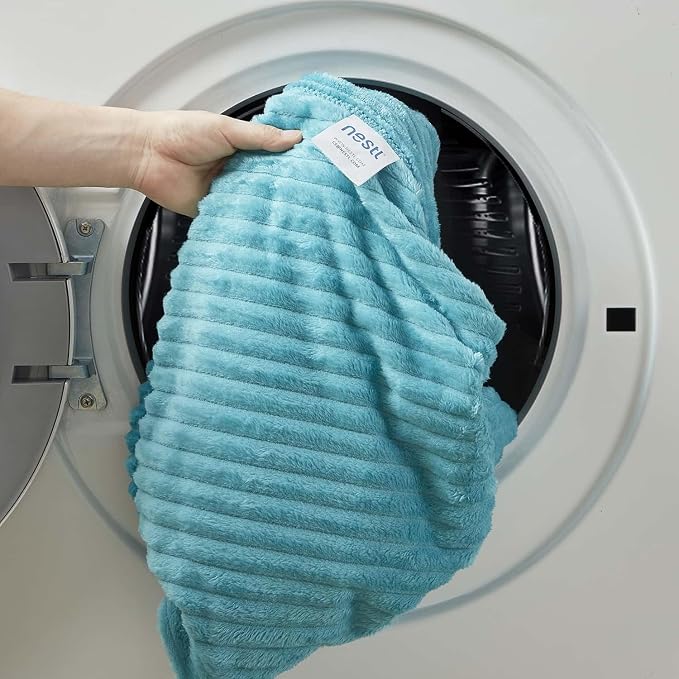 Nestl Blue Throw Blanket for Couch - Cozy Warm Fuzzy Blankets for Women, Set of 2 Small Fleece Throws for Girls - Teal Blue, 50 x 60 Inches