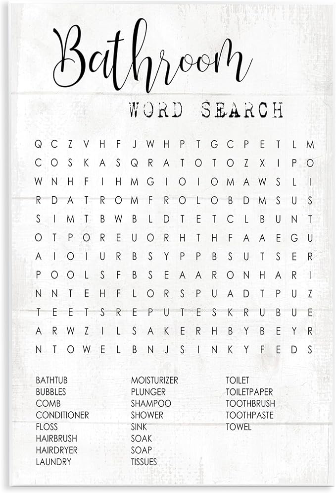 Stupell Industries Bathroom Word Search Fun Family Word Design Wall Plaque Art Design By Artist Daphne Polselli 13 x 19 | Stupell Industries · By Lil' Rue · Hand finished · Ready to hang · Made in USA