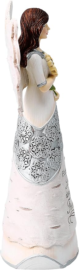 Elements Sister Angel Figurine by Pavilion, 6-1/2-Inch, Holding Sunflower, Inscription Forever My Sister Always My Friend,White