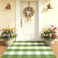 Buffalo Plaid Outdoor Rug 27.5" x 43" Grass Green and White Checkered Area Rug Washable Doormats Indoor Outdoor Rugs for Layered Front Door Mats, Porch, Entryway, Kitchen, Farmhouse