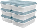 Hefty 40 Quart Hi-Rise Storage Bin with Lid, Stackable Plastic Container Tote for Home, Office, and Classroom Organization, 6 Pack, Smoke Blue