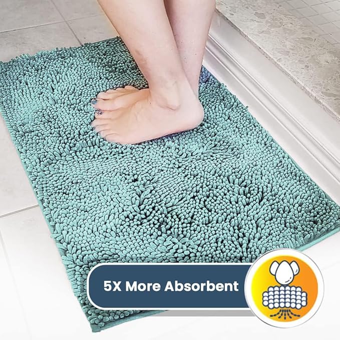 Muddy Mat® | Super Water Absorbent Door Mat Indoor, Microfiber Quick Dry Chenille Entryway Rug, Slip Resistant Front Door Mat, Indoor Mats for Entryway, Machine Washable Pet Rug, Sea Green 5ft x 7ft