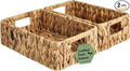 StorageWorks Small Wicker Baskets for Shelves,Shallow Baskets,2-Pack | Water Hyacinth Storage Baskets for Organizing,Wicker Storage Baskets for Shelves,Pantry Organizers and Storage,Woven Baskets