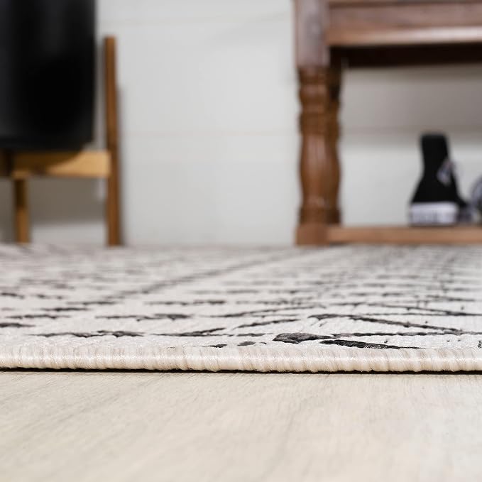 JONATHAN Y Moroccan Geometric Indoor Outdoor Area Rug 10X14 Cream/Black, Ourika Textured Weave for Backyard, Patio, Porch, Easy-Cleaning, High Traffic, Pet-Friendly, Non-Shedding (SMB108I-14)