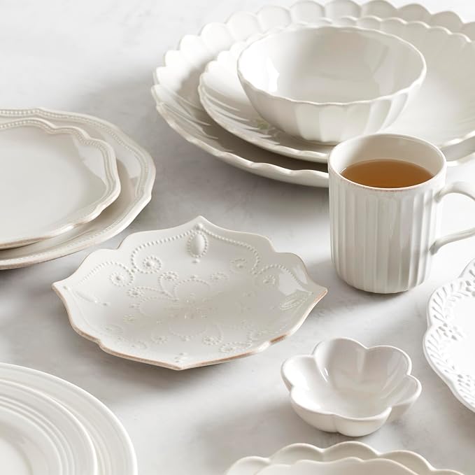 Lenox Wicker Creek 12-Piece Dinnerware Set, 14.29,White