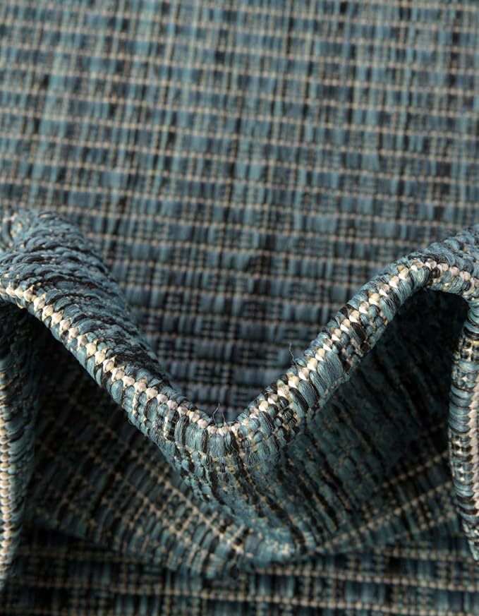 Unique Loom Outdoor Solid Collection Area Rug (6' 1" Square Teal/Navy Blue)