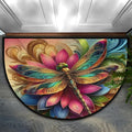 Colorful Dragonfly Gold Half Round Mat Half Moon Door Rug Washable Durable Semi Circle Carpet Floor mats for Indoor Outdoor Bathroom Kitchen Patio Hearth Rug Laundry Room Home Decoration