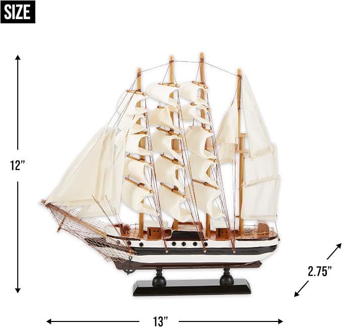 Zingz & Thingz Ahoy Collection Wooden Passat Ship Model, 13x2.75x12