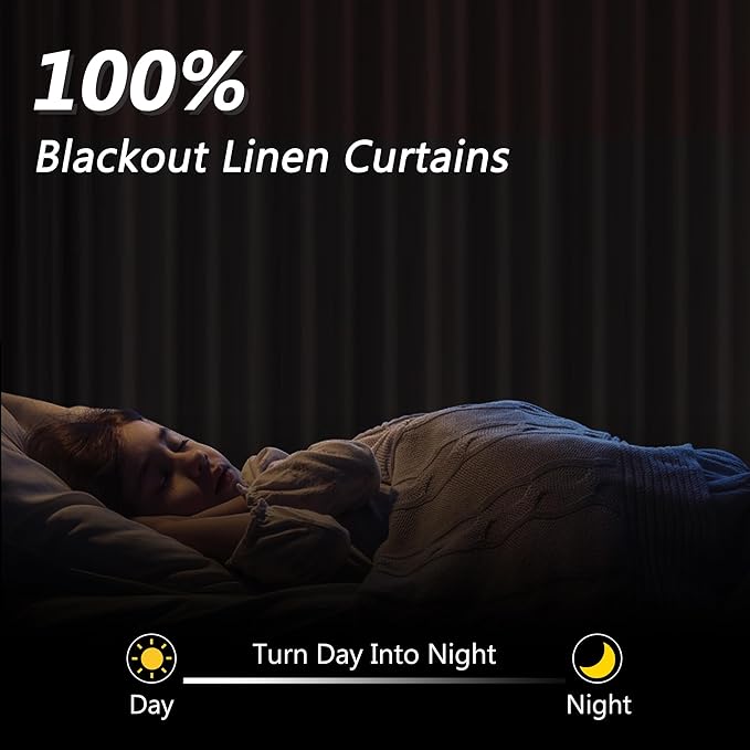 Sage Green 100% Blackout Linen Curtains 108 Inch Length 2 Panels Set for Living Room Bedroom Back Tab Rod Pocket Thermal Insulated Black Out Drapes Room Darkening Window Curtains 52x108