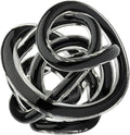 Torre & Tagus Orbit Hand Blown Glass Infinity Knot Sculpture - 4.5 Inch Glass Art Black Knot Decor Ball for Home Decor, Small Centerpiece Table Decoration for Home Interior (Solid Black)