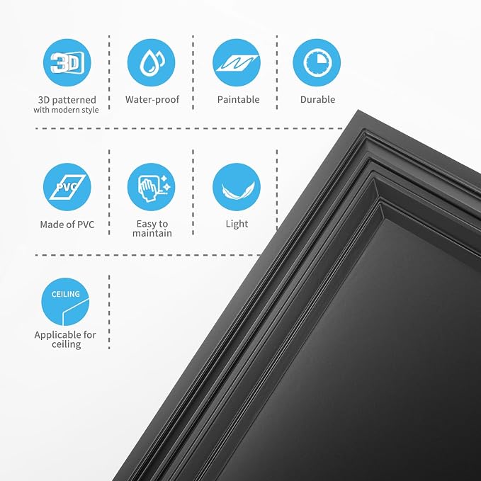 Art3d 12-Pack Drop Relief Ceiling Tiles for Home, Office & Commercial Space, 24 x 24in PVC Waterproof 3D Wall Panels Cover 48 Sq. Ft, Black