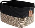 Goodpick Woven Storage Basket for Shelves, 13" x 10" x 9", Black Jute | Stylish Gift Basket for Office & Home, Wicker Baskets for Books, Toys & Towels Storage, Nursery & Bedroom Closet Organization